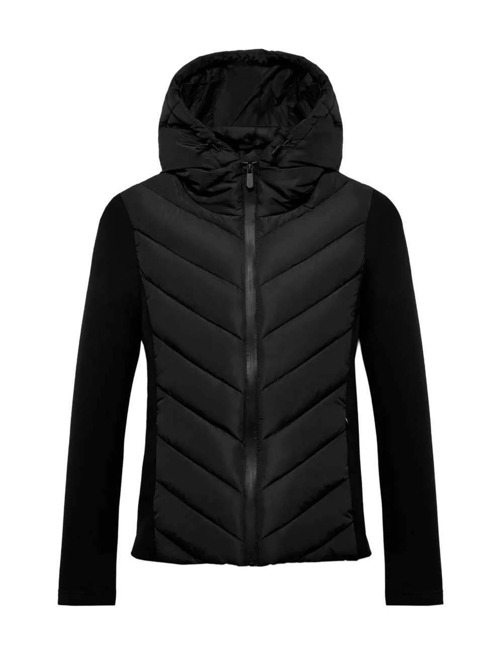 NWT Zara Woman Hooded COMBINATION PUFFER JACKET Black Size S Small